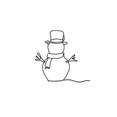 Snowman doodle line illustration