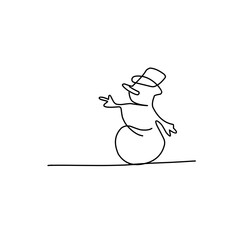 Snowman doodle line illustration © Candra