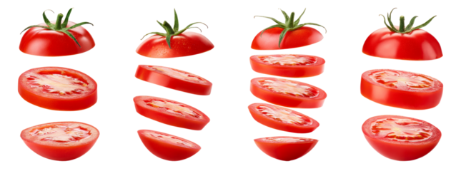 Falling slice of tomato, PNG set