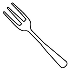 Fork Line Drawing in Vector Style