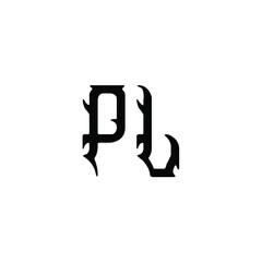 PL monogram logo design letter text name symbol monochrome logotype alphabet character simple logo