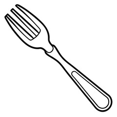 Fork Line Drawing in Vector Style