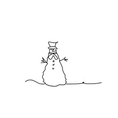 Snowman doodle line illustration © Candra