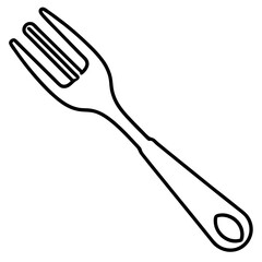 Fork Line Drawing in Vector Style
