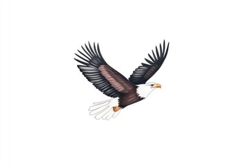 Obraz premium Majestic eagle soaring through the sky, showcasing its wingspan against a clear backdrop, symbolizing freedom