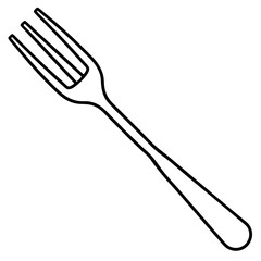 Fork Line Drawing in Vector Style
