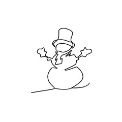 Snowman doodle line illustration