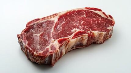 A piece of meat is displayed on a white background