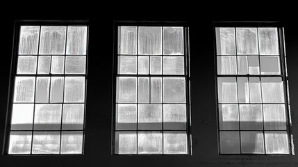 Minimalist black and white shadow art, soft window pane patterns on white