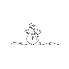 Snowman doodle line illustration
