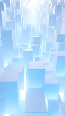 digital technology blue and white luminous 3d square poster background