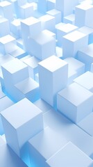 Obraz premium digital technology blue and white luminous 3d square poster background