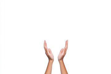 Two open hands reaching upwards against a plain white background, symbolizing hope and opportunity