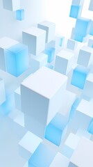 Obraz premium digital technology blue and white luminous 3d square poster background