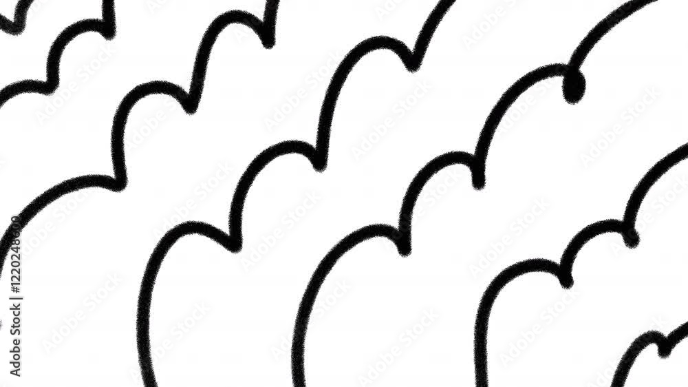 Poster abstract illustration with repeating black and white cloud patterns in minimalist style