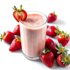 a glass of strawberry milk shake