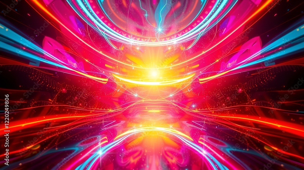 Aufkleber futuristic abstract background with vibrant light trails and energy bursts creating a mesmerizing vi