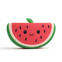 Cute cartoon watermelon slice with a happy face.