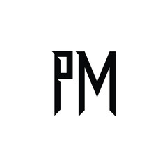 PM monogram logo design letter text name symbol monochrome logotype alphabet character simple logo
