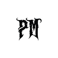 PM monogram logo design letter text name symbol monochrome logotype alphabet character simple logo