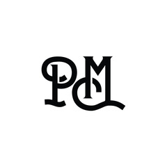 PM monogram logo design letter text name symbol monochrome logotype alphabet character simple logo