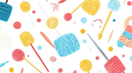 Abstract Colorful Lollipops and Yarn Balls Design