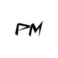 PM monogram logo design letter text name symbol monochrome logotype alphabet character simple logo