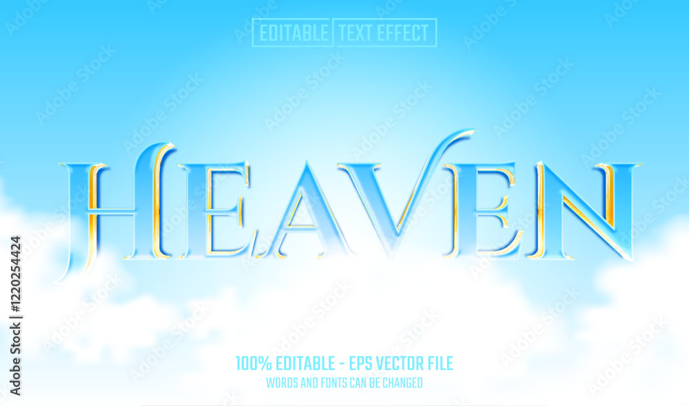 Wall mural heaven editable text effect
