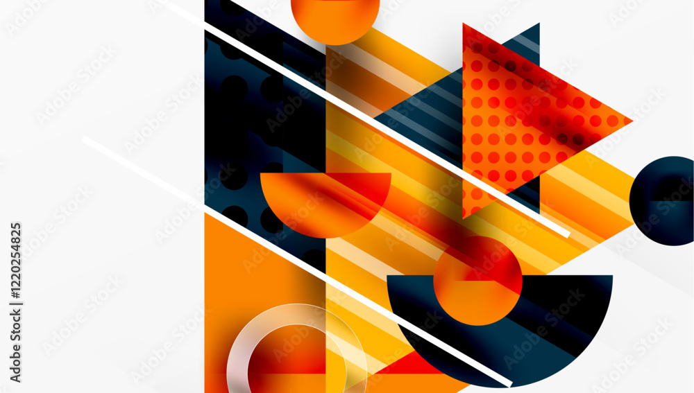 Poster modern geometric background - overlapping triangles with smooth gradients and semi-transparency