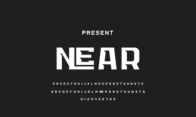 Modern Sports tech font typography. MINIMAL vector typeface for a company. Minimal gaming fonts for logo design.