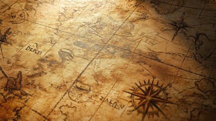 Antique Treasure Map with Compass Roses: A Journey Through Time