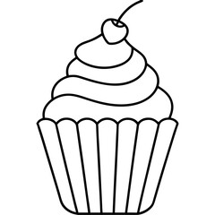 Modern Cupcake Line Art Vector Aesthetic