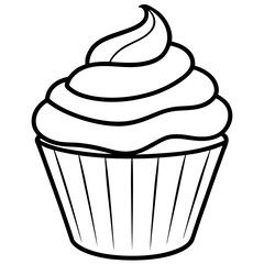Modern Cupcake Line Art Vector Aesthetic