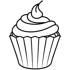 Modern Cupcake Line Art Vector Aesthetic