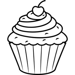 Modern Cupcake Line Art Vector Aesthetic