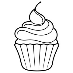 Modern Cupcake Line Art Vector Aesthetic