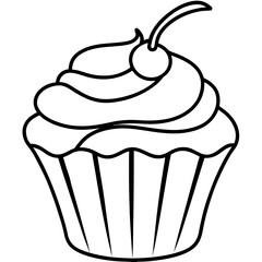 Modern Cupcake Line Art Vector Aesthetic