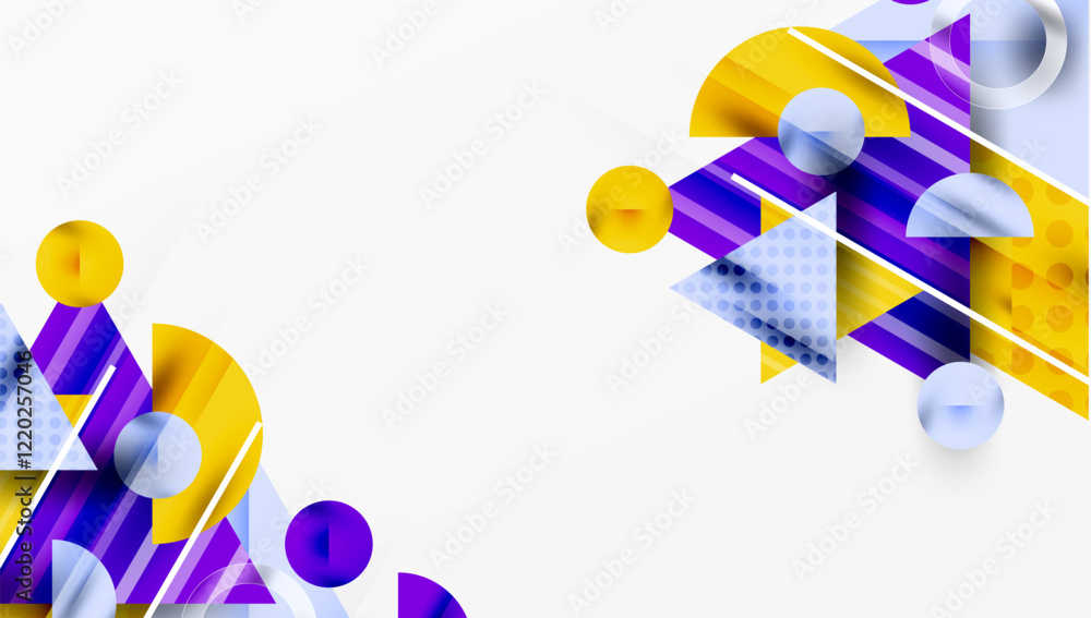 Poster modern geometric background - overlapping triangles with smooth gradients and semi-transparency