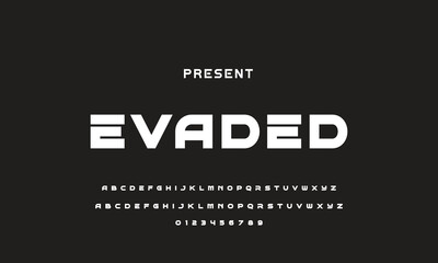 Modern Sports tech font typography. MINIMAL vector typeface for a company. Minimal gaming fonts for logo design.
