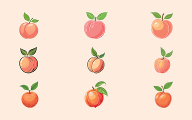 hand drawn. peach with nine style