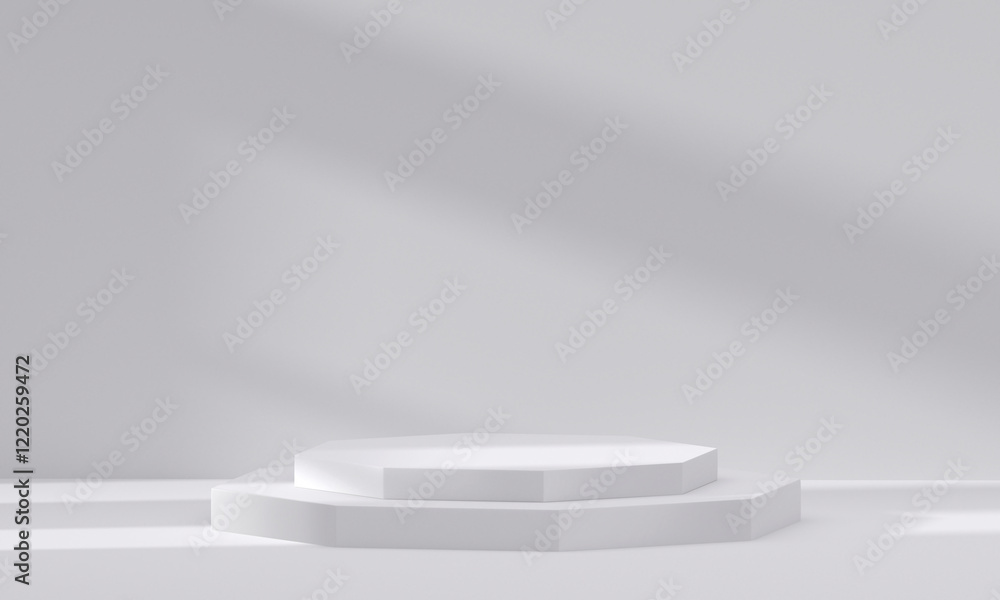 Canvas Prints 3d white podium with light and shadow. abstract geometric composition in minimalist design. 3d studi