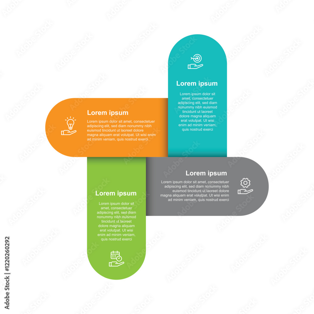 Poster 4 slide template vector infographic with paper style