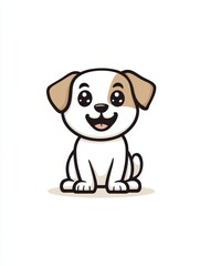 Naklejka premium Cute dog icon represented in line art style showcasing a playful puppy with a friendly expression, perfect for design and branding projects