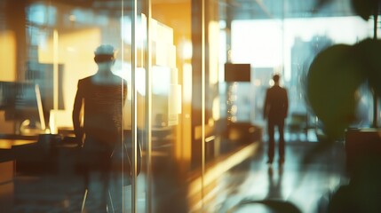 Blurred Background of Business People in an Office
