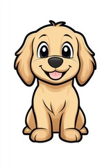 A delightful chibi-style golden retriever character sits against a pristine white backdrop, exuding overwhelming cuteness and joy that melts hearts!
