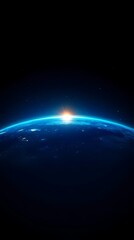 digital technology blue glowing horizon curve poster background