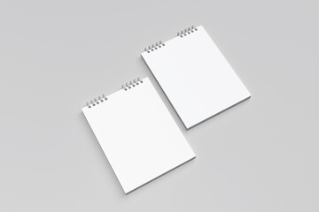 Blank realistic notepad or binder book for mockup on light grey background. High resolution
