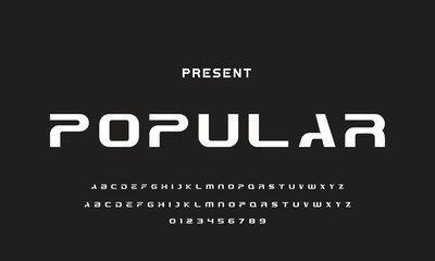 Modern Sports tech font typography. MINIMAL vector typeface for a company. Minimal gaming fonts for logo design.