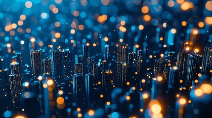 Bright Blue Business Background with Inspiring City Project