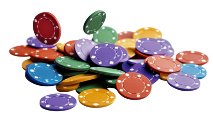 Pile of colorful Casino chip isolated on white background 
